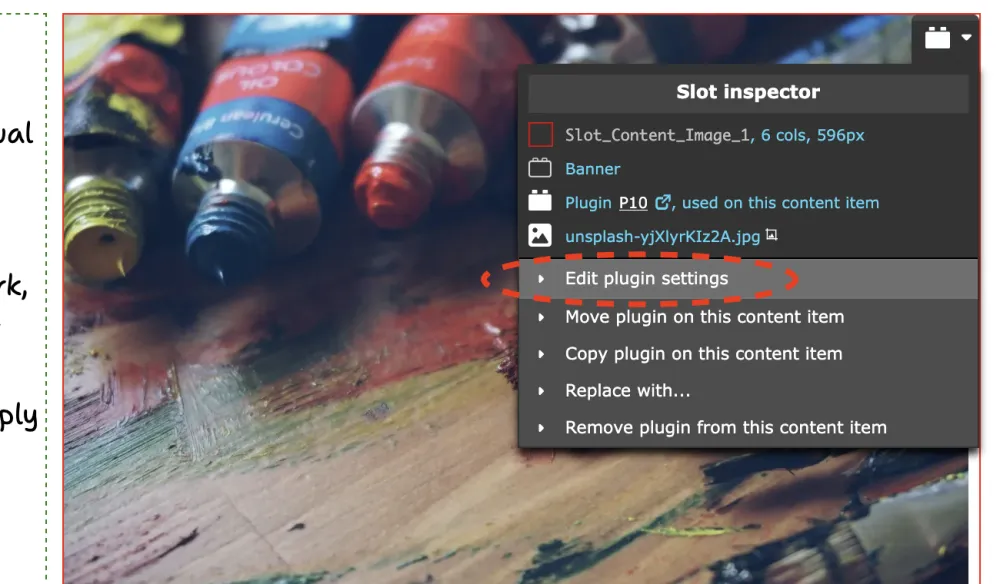 Slot inspector in Zenario