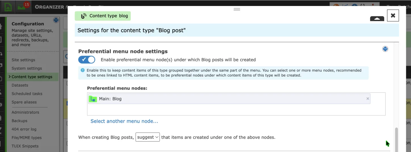 Preferential Menu Node Setting For Blog