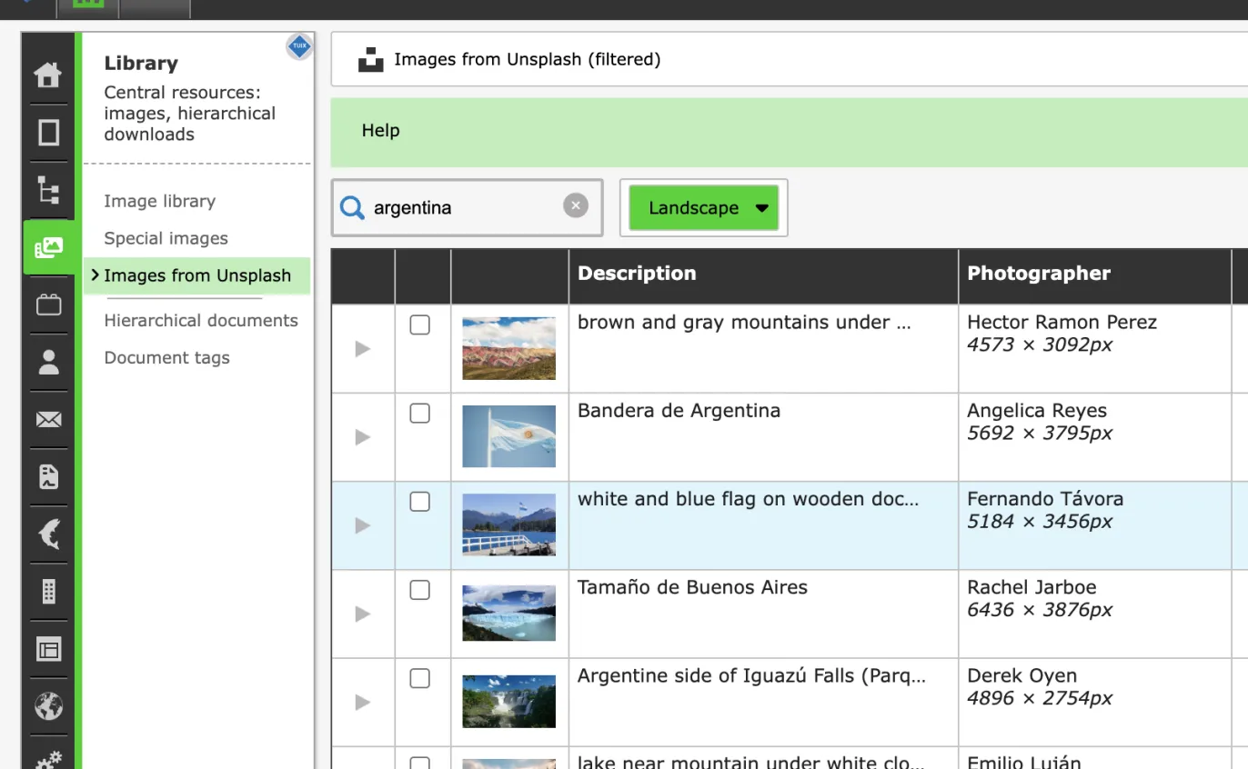 Zenario Unsplash Library Feature